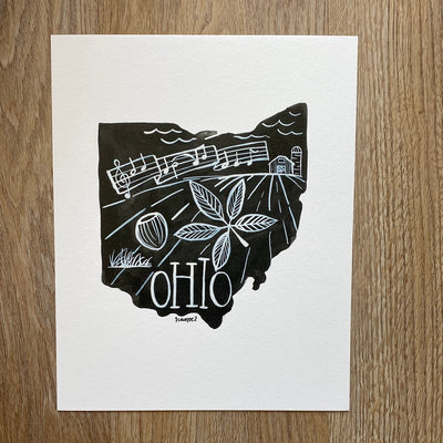 Ohio Black & White Art Print