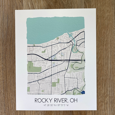 Rocky River Map Art